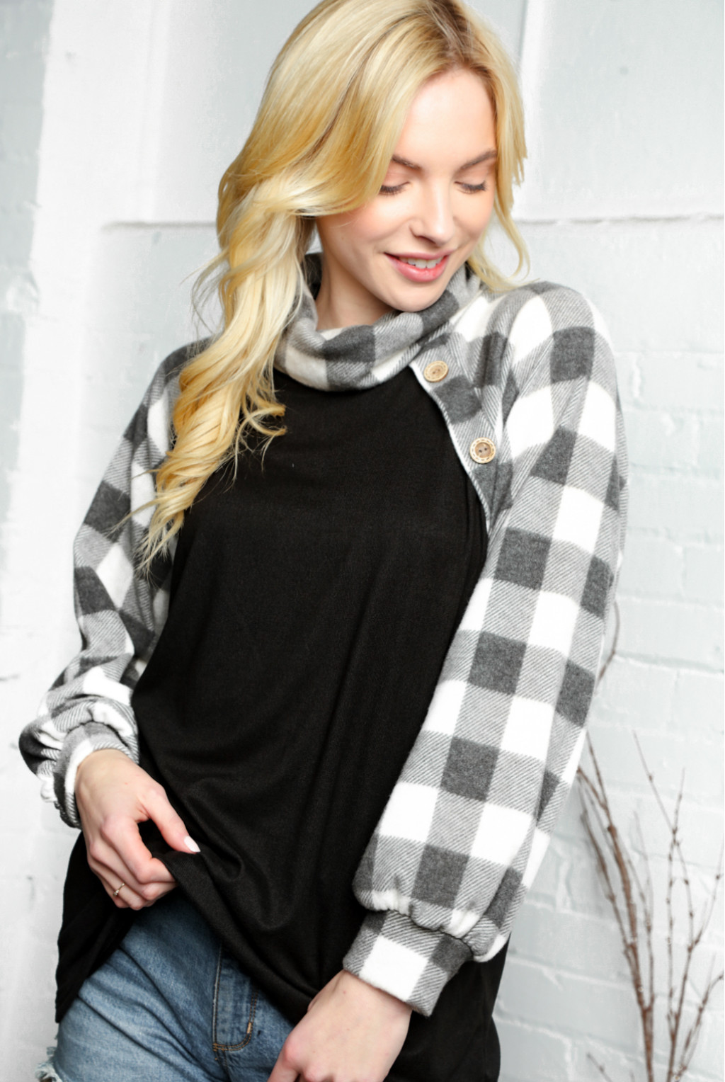 black-and-plaid-cowl-neck-hacci-sweater